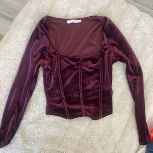 Lush velour maroon crop top